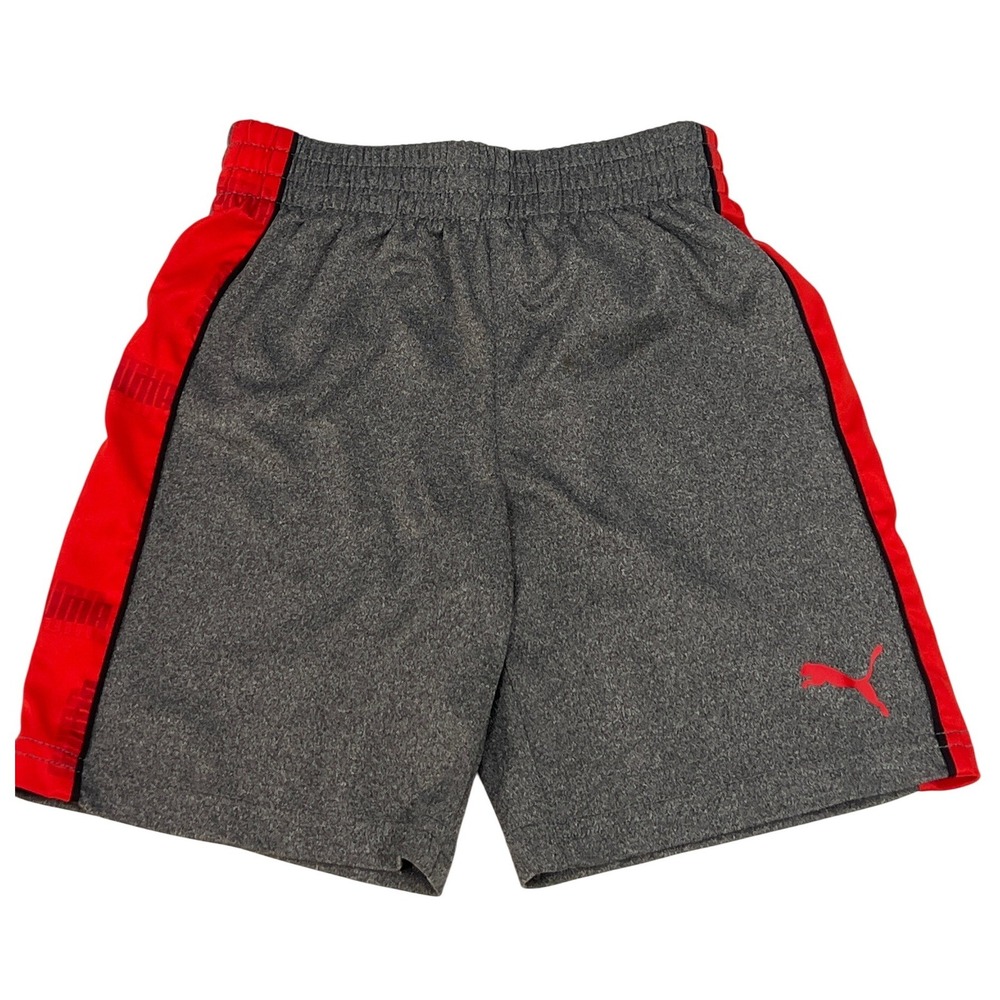Puma Kids Dark Gray Red Pull‎ On Sporty Athletic Comfortable Shorts Boys 5